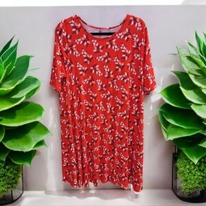 Floral Red Midi Dress NWOT